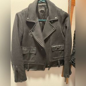 Club Monaco Wool Leather Moto Jacket Sz 2